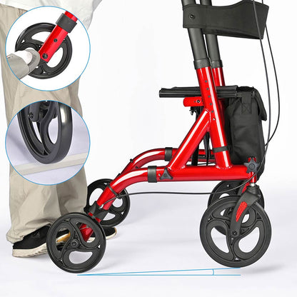 Yescom USA upright stand-up walker with four wheels, folding rollator, mobility aid for easy support and stability.