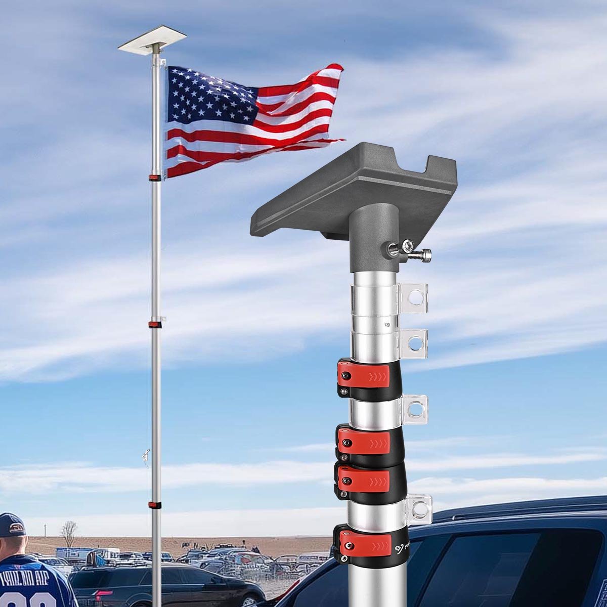 Yescom Starlink Pole Mount Kit D2.75" with Gen 3 Adapter, silver, compatible with Starlink satellite dishes and antennas.