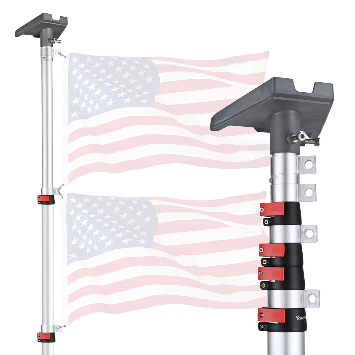 Yescom Starlink Pole Mount Kit D2.75 with Gen 3 Adapter, silver, for Starlink satellite dish installation, shown on a sturdy pole.