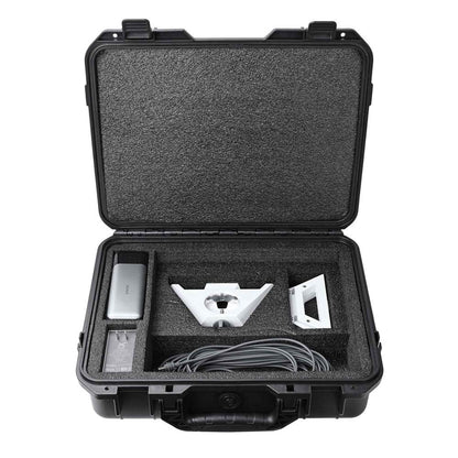 Yescom Starlink Mini Case with foam padding for dish, kickstand, and cable protection, designed for secure storage and transport.