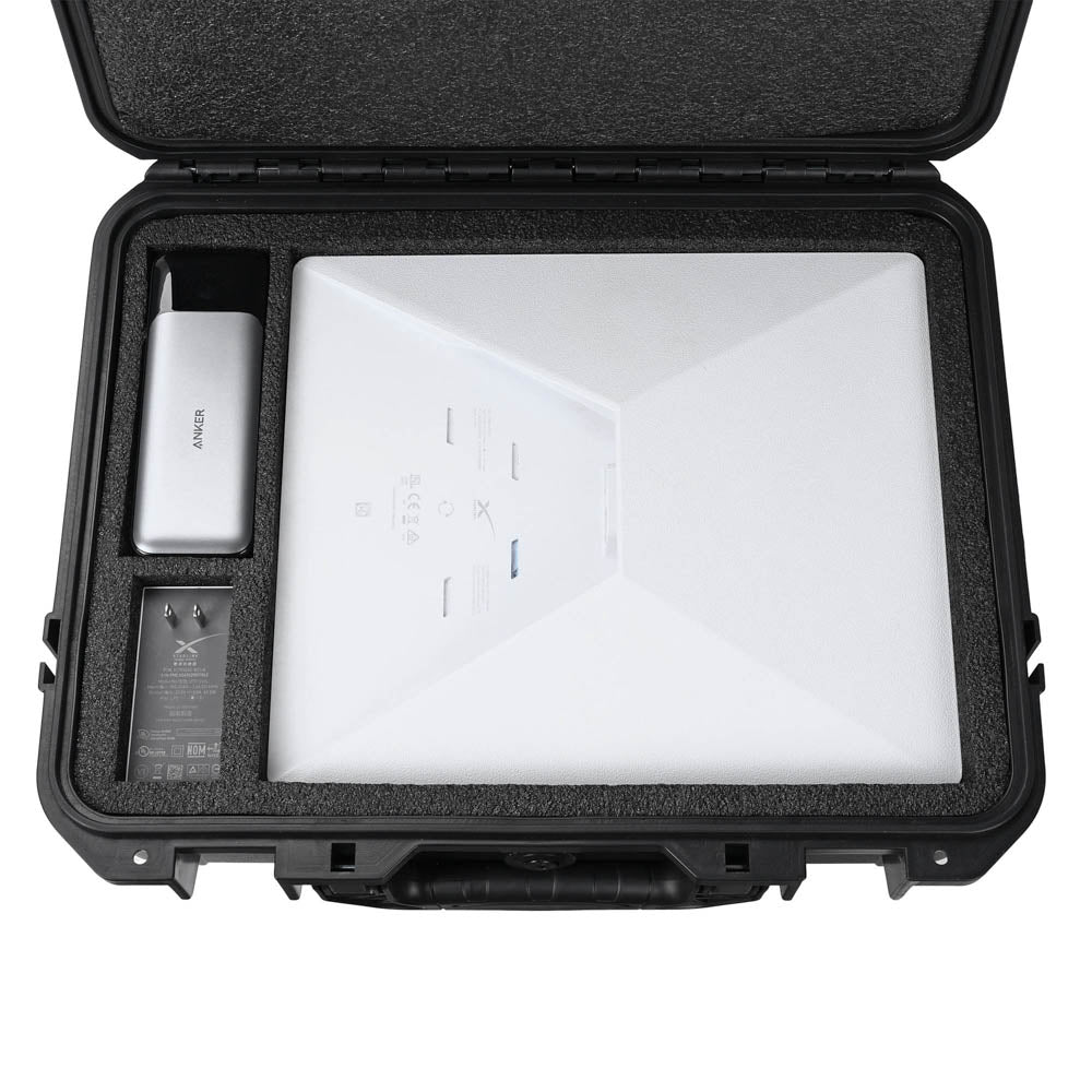 Yescom Starlink Mini Case with foam padding for dish, kickstand, and cable storage, designed for protecting Starlink equipment.