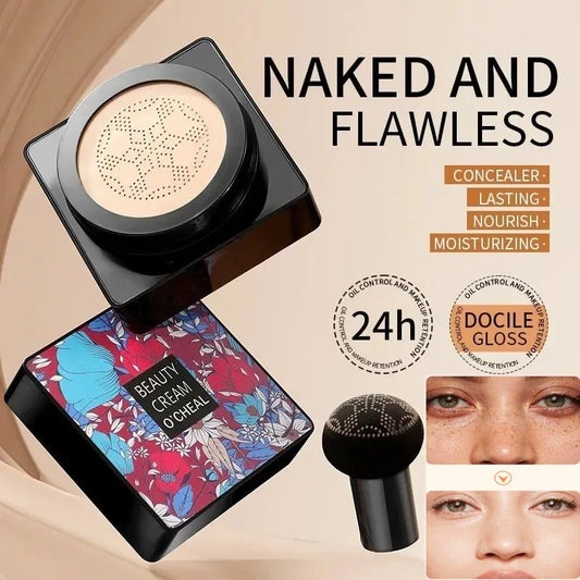 Your Skin Icon Magic Foundation Mushroom Head Air Cushion CC Cream with waterproof, brightening face makeup and Korean cosmetic packaging