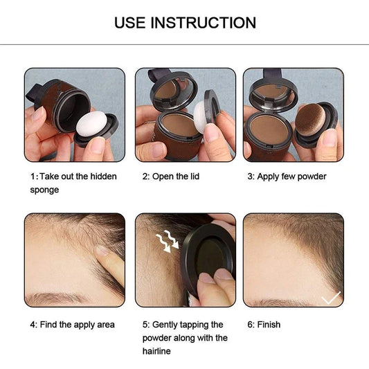 Dark auburn Hairline Powder by Your Skin Icon, conceals roots and thinning hair, creating a natural-looking hairline shadow for women and men.
