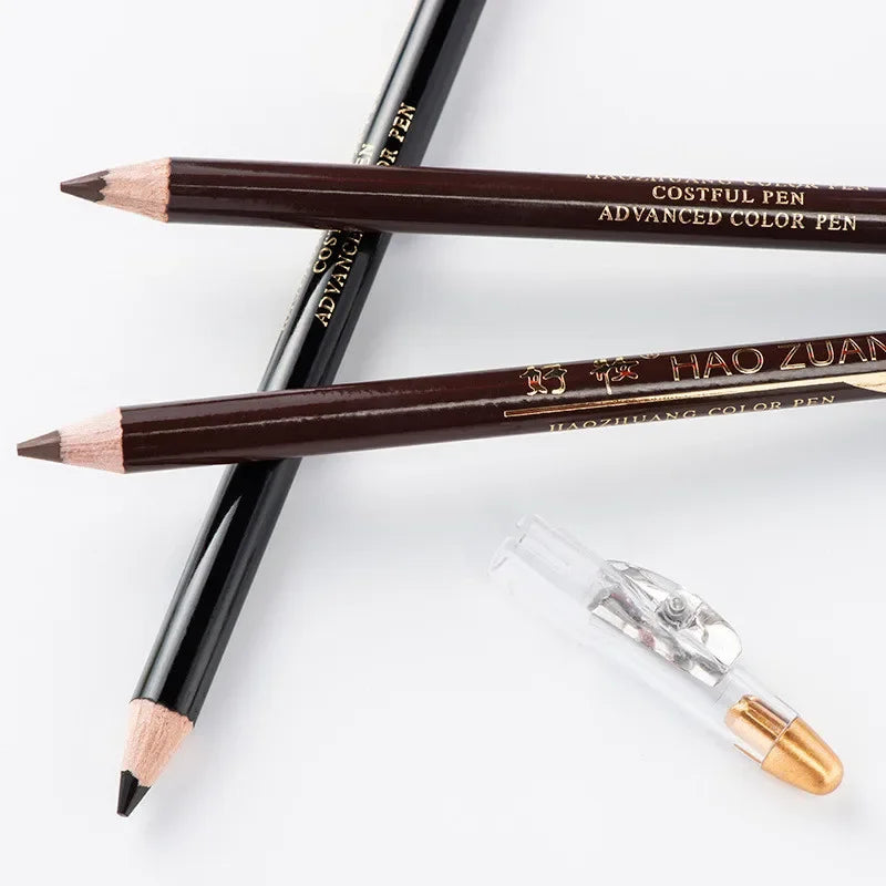 Your Skin Icon waterproof eyebrow pencil and eyeliner in brown/black with sharpener, featuring a sleek eye makeup cosmetic tool.