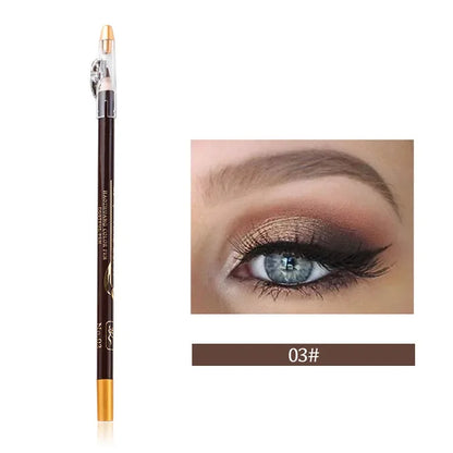 Your Skin Icon waterproof eyebrow pencil with sharpener, brown/black color, used for precise eye brow and eyeliner makeup application.