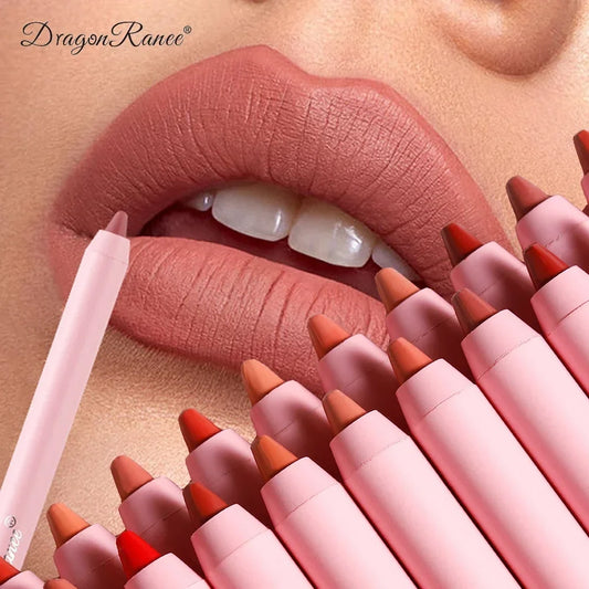 Your Skin Icon 12-color matte lip liner pencils for lip contouring, waterproof, long-lasting brown lip liners with precise tips.