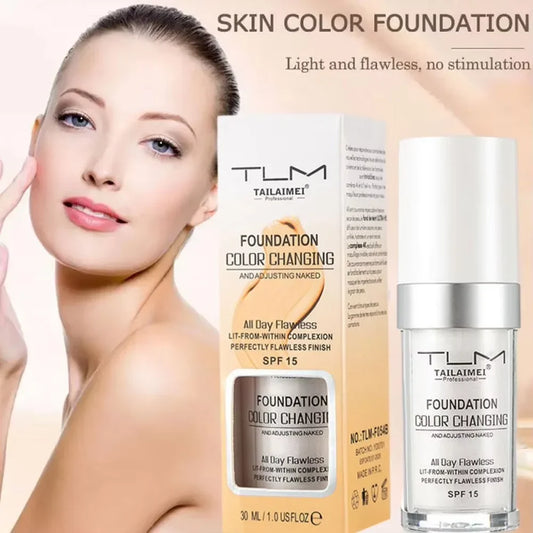 Your Skin Icon 30ml color-changing foundation liquid with soft matte finish, long-lasting, hydrating makeup base in a sleek bottle.