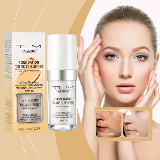Your Skin Icon magic color-changing foundation in 30ml liquid form with soft matte finish and hydrating makeup base.