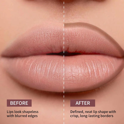 Waterproof 2-in-1 lip stain and liner pen by Your Skin Icon, featuring long-lasting, smudge-proof, kiss-proof lip color in 8 shades