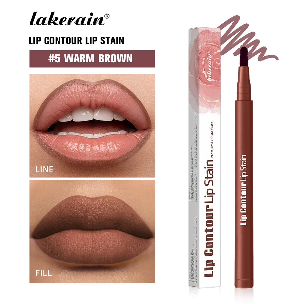 Your Skin Icon waterproof 2-in-1 lip stain and liner pen in multiple shades, featuring a long-lasting, smudge-proof, kiss-proof design.