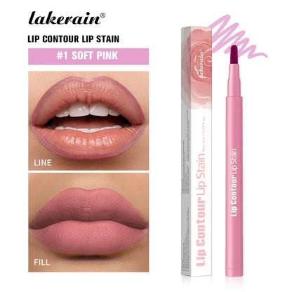 Waterproof 2-in-1 lip stain and liner pen by Your Skin Icon, featuring long-lasting, smudge-proof, kiss-proof lipstick in eight colors.