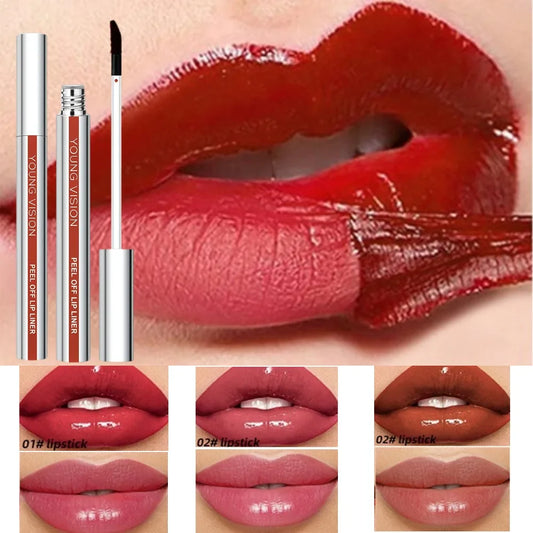 Young Vision Tear-Off Lip Liner by Your Skin Icon in matte finish, featuring three color options and a smudge-free peel-off design.