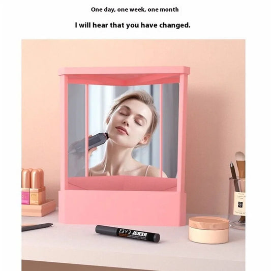 Your Skin Icon black professional true mirror, non-reversing clear inverted cosmetic mirror for makeup and vanity use.