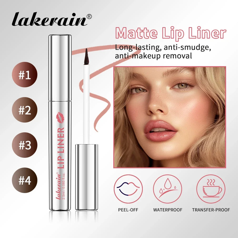 Your Skin Icon Lakerain waterproof peel-off lip liner showing a close-up of the smooth, long-lasting, hydrating lip contour pencil.