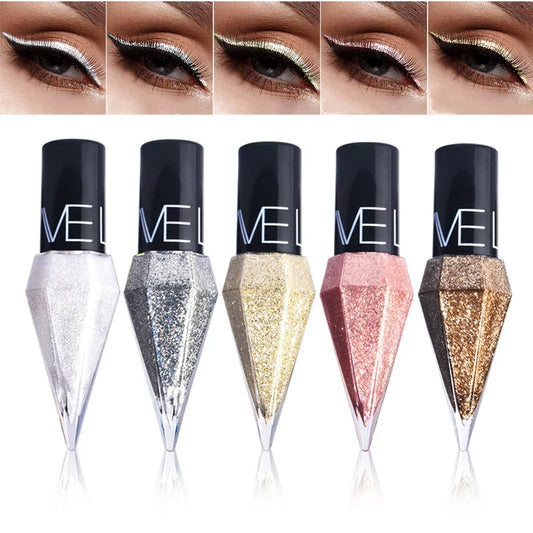 Your Skin Icon diamond glitter liquid eyeliner in pearlescent shade, quick dry, waterproof, and smudge-resistant for elegant eye looks.
