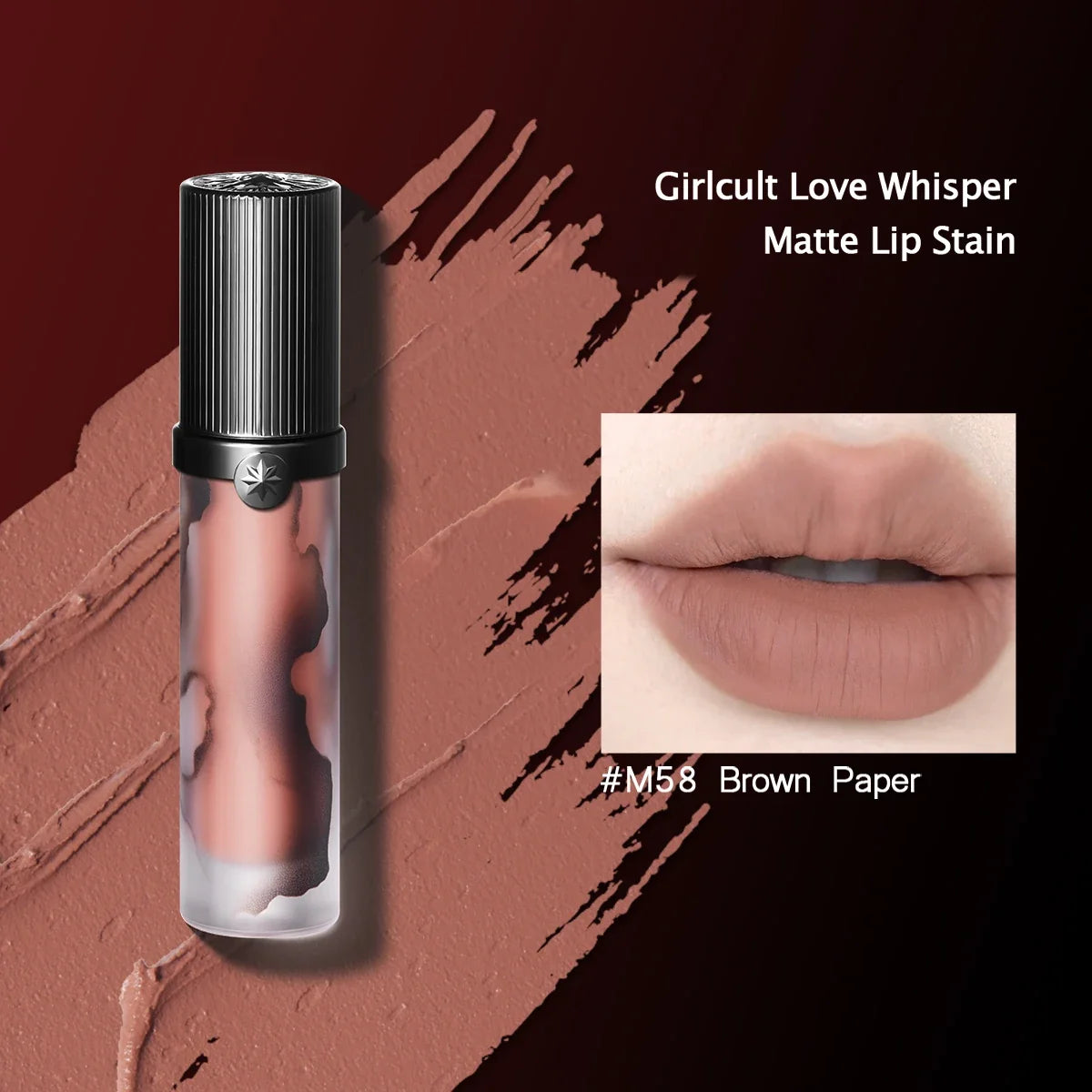 Girlcult Love Whisper Matte Lip Stain by Your Skin Icon featuring a velvet matte finish and lightweight, non-drying formula.