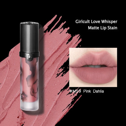 Girlcult Love Whisper Matte Lip Stain by Your Skin Icon showcasing a lightweight, velvet matte finish on soft, natural lips.