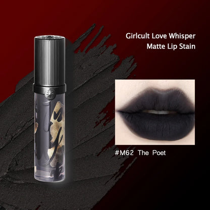 Girlcult Love Whisper Matte Lip Stain by Your Skin Icon, lightweight velvet finish, soft-focus matte texture, perfect for edgy makeup looks