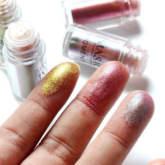 Your Skin Icon IMAGIC glitter eyeshadow with metallic loose powder, waterproof shimmer pigments in vibrant eye makeup colors.