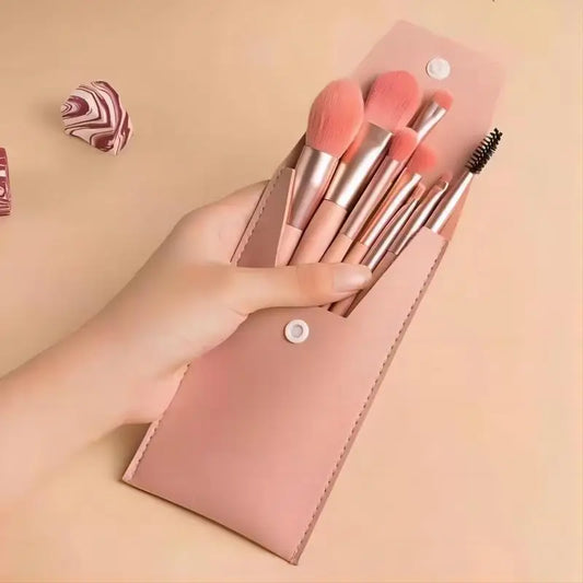Set of 8 Your Skin Icon makeup brushes including concealer, blush, powder, eyeshadow, and foundation brushes on a white background.