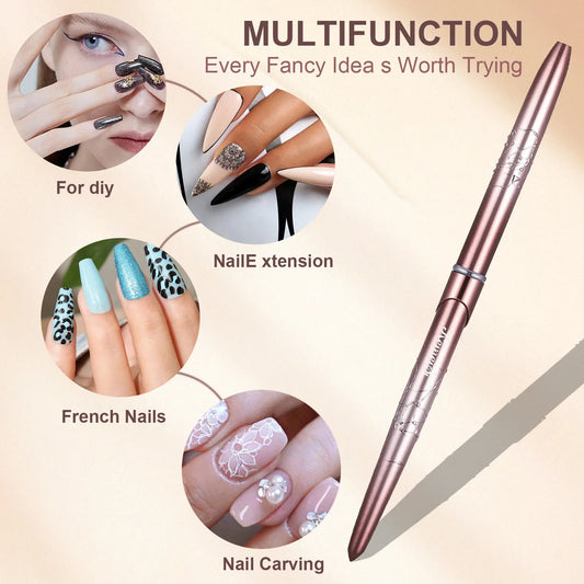 Kolinsky acrylic nail brush with round handle and natural bristles, ideal for acrylic nail application by Your Skin Icon.