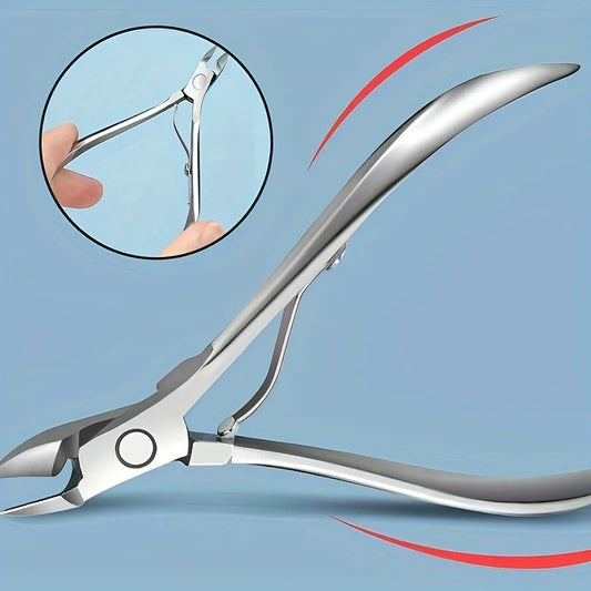 Stainless steel cuticle nipper by Your Skin Icon with sharp tips for removing dead skin during manicure or pedicure.