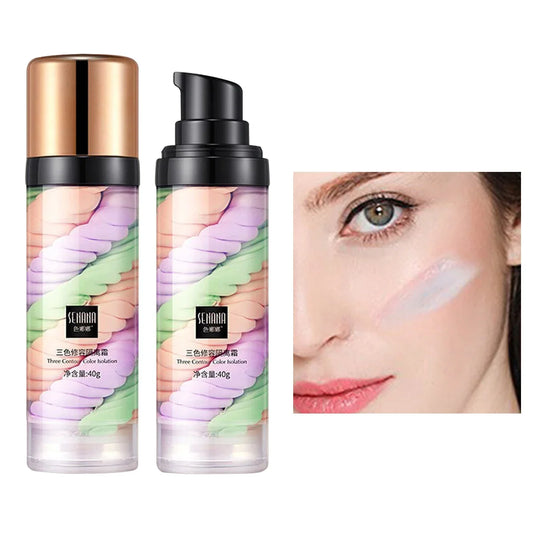 Your Skin Icon three-color press release cream concealer with brightening facial base, shown in a sleek compact.