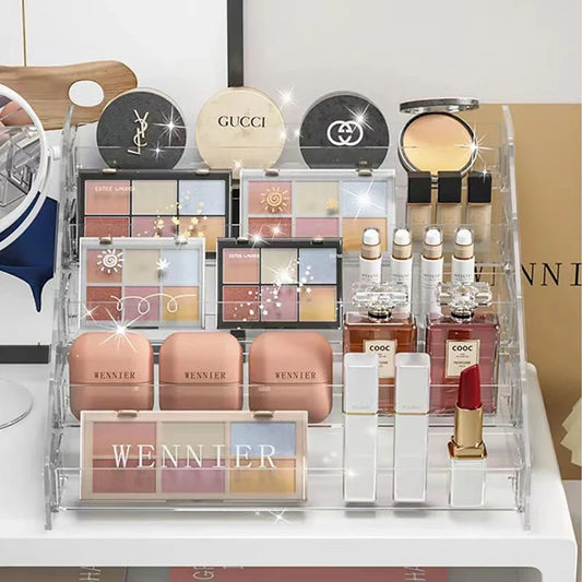 Clear Your Skin Icon makeup and jewelry storage box with compartments for cosmetics and accessories, desktop organizer.