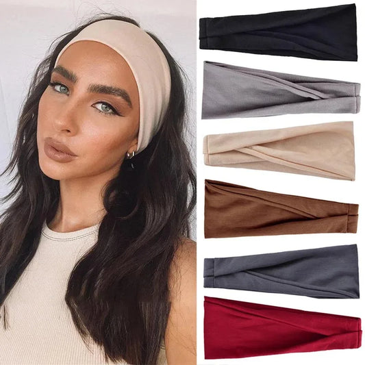 Women’s solid color turban headband with elastic fit, yoga and fashion hair accessory, vintage-inspired hair wrap by Your Skin Icon