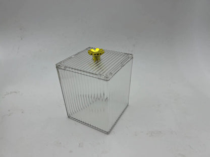 Transparent Clover Cotton Swab Box for Desktop Storage