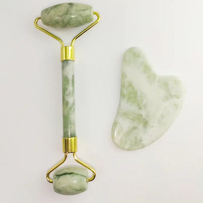110G White Jade Gua Sha and Facial Roller Set for Radiant Skin and Natural Wellness