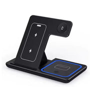 3-in-1 LED Fast Wireless Charger Stand – Foldable Charging Station for iPhone, Apple Watch & AirPods (Black/White)