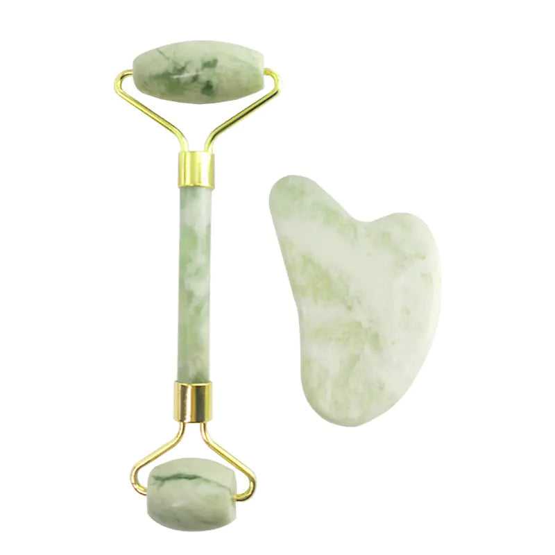 110G White Jade Gua Sha and Facial Roller Set for Radiant Skin and Natural Wellness