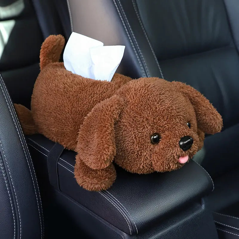 Cute Plush Car Armrest Tissue Box Holder