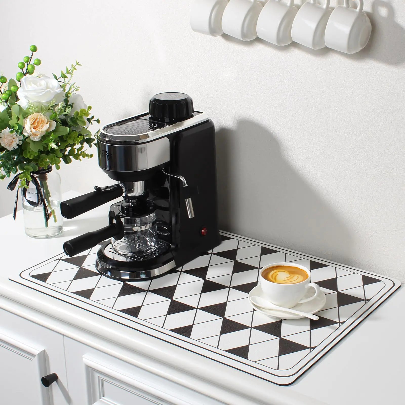 XiFEO Coffee Mat Large Dish Drying Mat for Kitchen Counter Hide Stain Absorbent Coffee Bar Mat Spill Mat Coffee Maker Station Pot Mat for Countertops Coffee Bar Accessories Organizer Decor