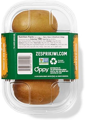 Zespri Organic Gold Kiwis in a 1 lb bag, ripe and vibrant yellow-fleshed kiwis on a white background