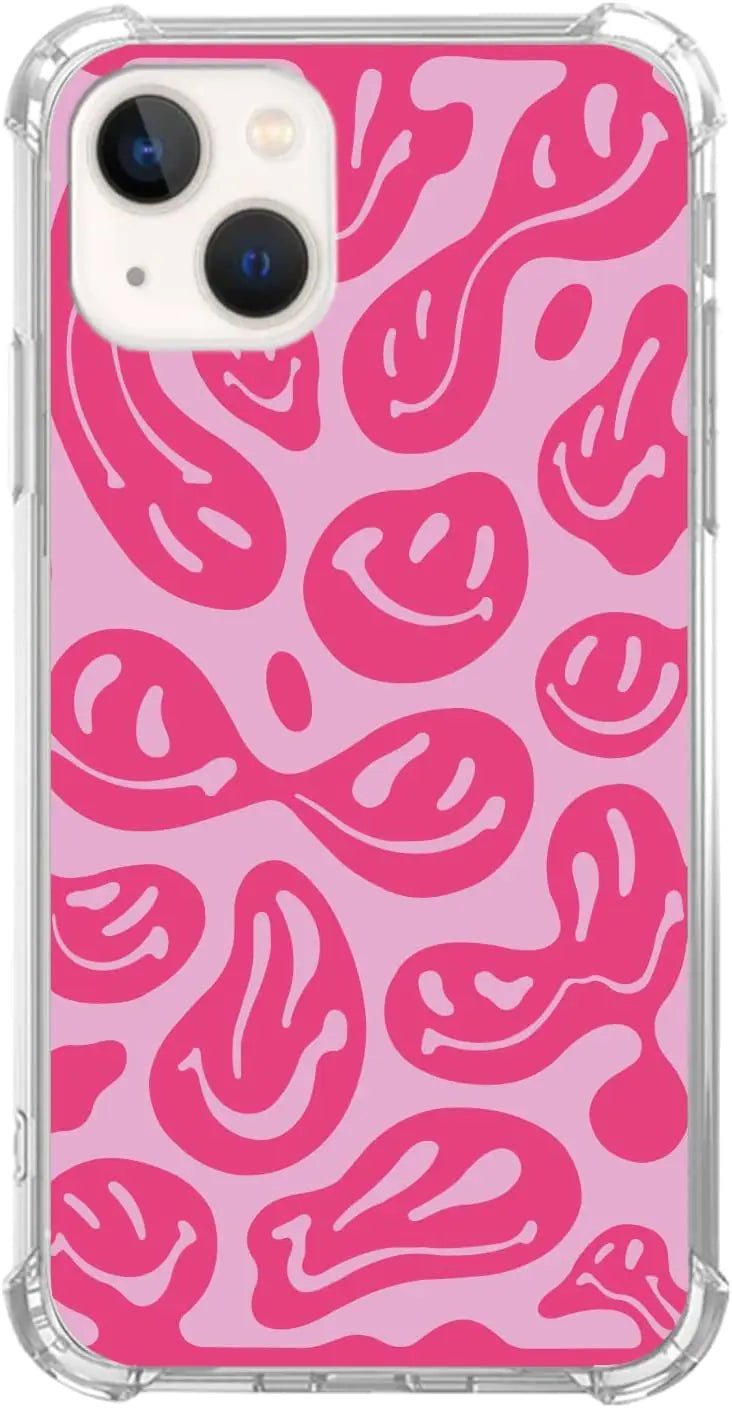 Artistic Hippy Rainbow Smiley Flower Case for iPhone 15 Pro Max